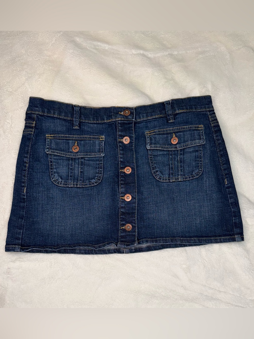 Old Navy Dark Blue Denim Button-Front Mini Skirt NWOT